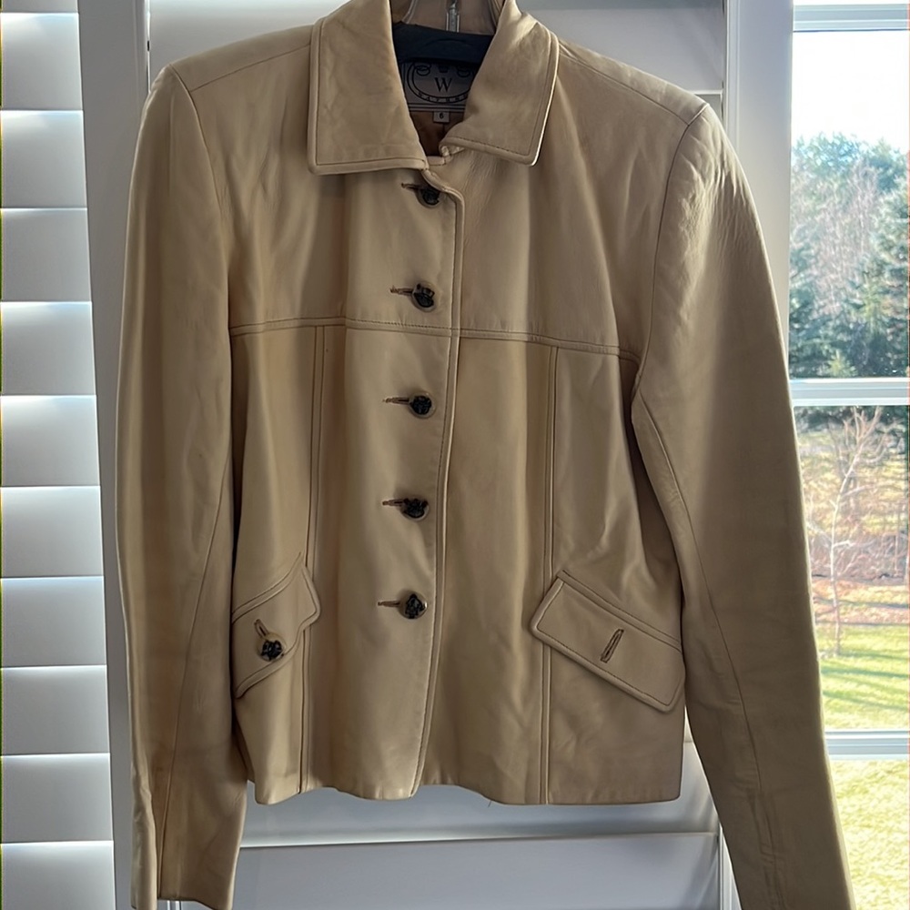 Wathne cream leather jacket